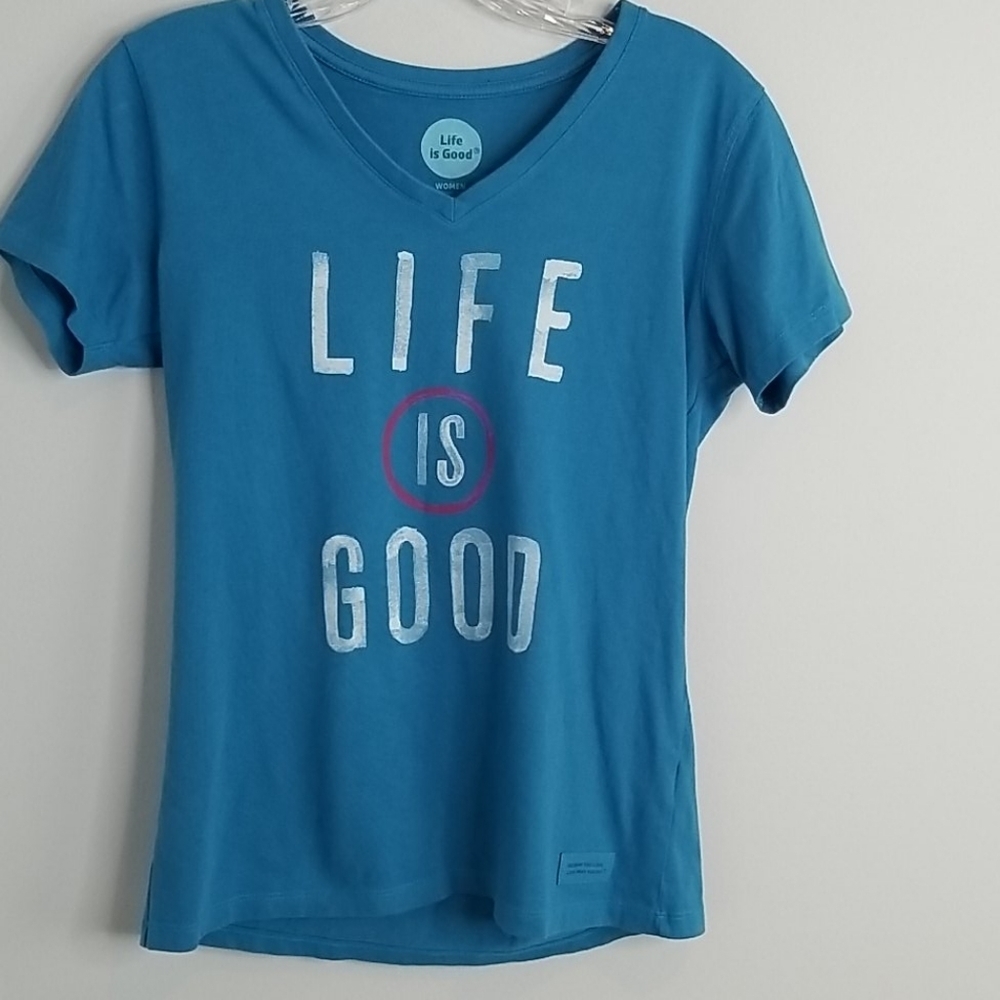 Life Is Good Blue V-neck Classic Fit